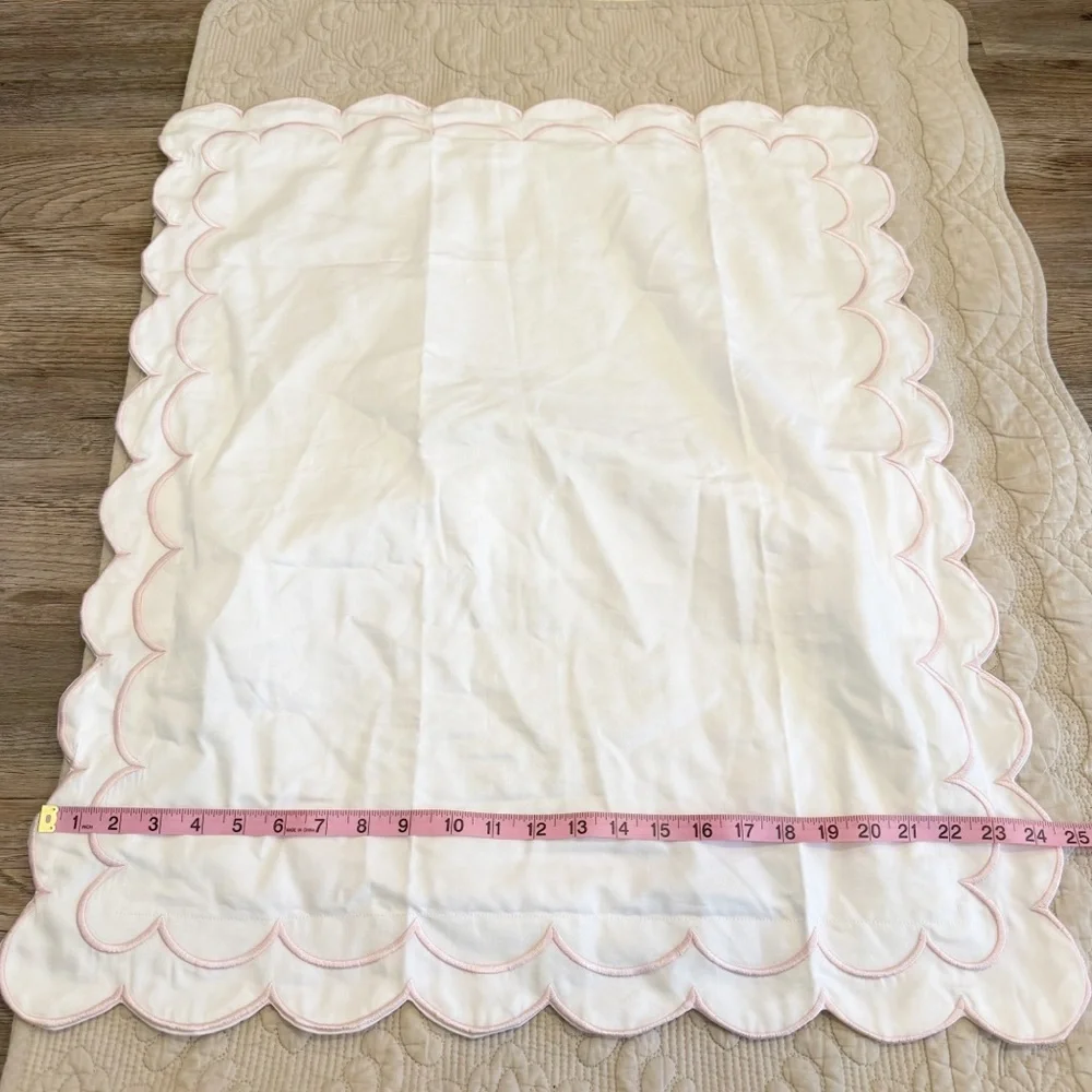 Pippen House Pillow Sham Case Scalloped Preppy Southern Twin Cotton Pink Girl
